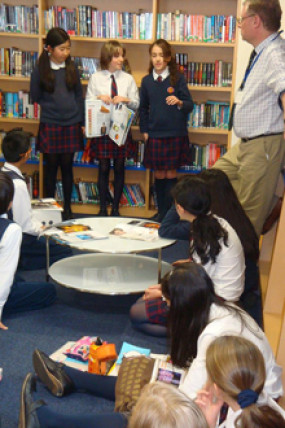 British School in Tokyo students in the library