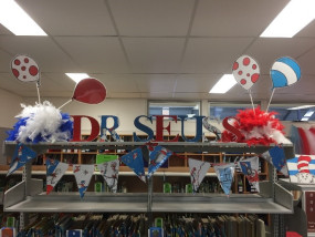 A Dr Seuss School library display
