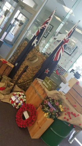 Library display - remembering the Anzacs
