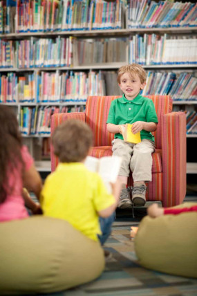 School Children in Library reading books