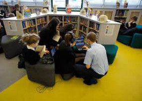 Waddesdon CoE students in the library