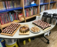 Cake and coffee in the BST library