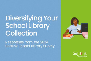 School librarian scanning books