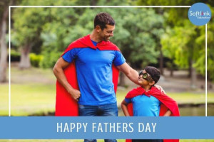 Father and Son wearing superman costume for Father's Day 