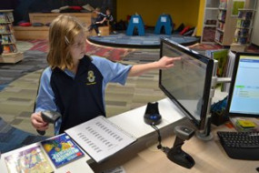 Good Shepherd student at computer