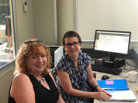 Sandra Vince and Kerry Green in the Mission Beach State School Library